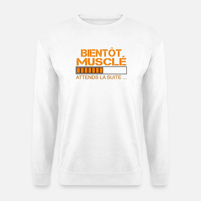 Bientot musclé orange - Sweat-shirt Unisexe - blanc