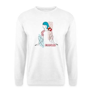 One Line Art Woman Girl - Unisex Sweatshirt - white - Front