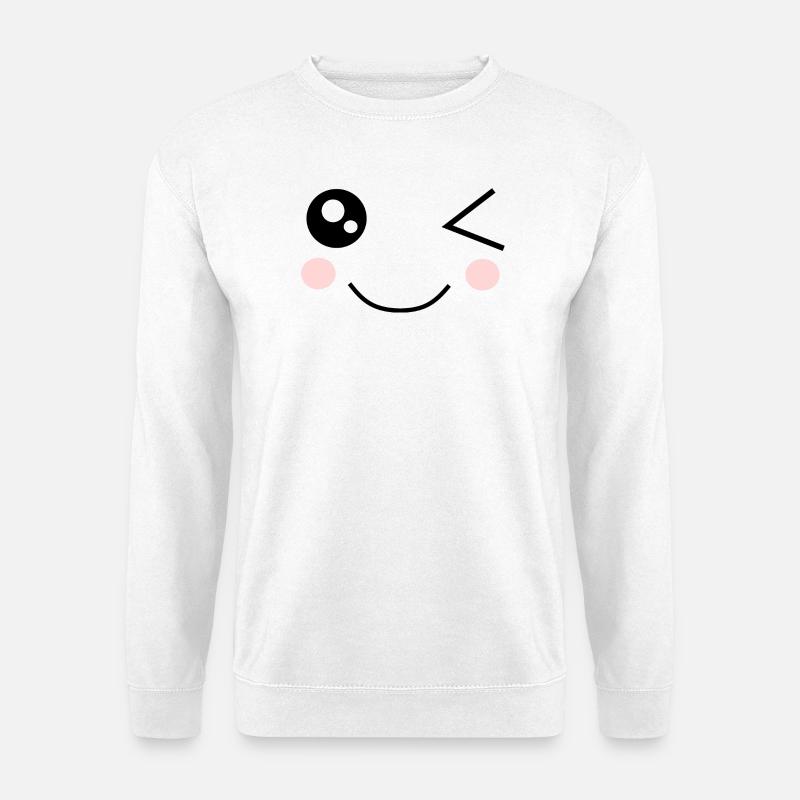 Kawaii Gesicht lustig - Unisex Pullover - Weiß
