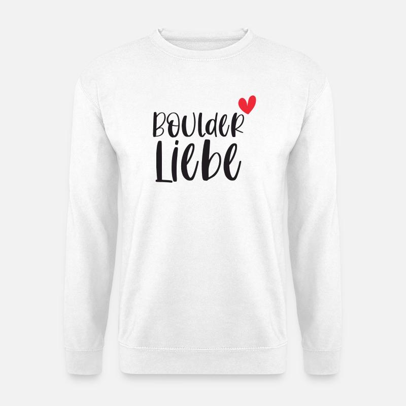 Bouldern Boulderliebe Berge Klettern Geschenk - Unisex Pullover - Weiß