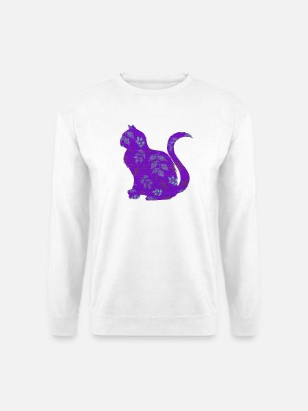 sitzende katze, gemustert, Blumen Outfits - Unisex Pullover - Weiß