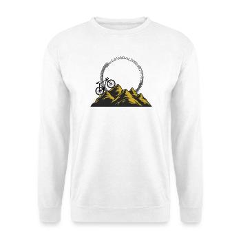 Goldene Bergkette Nachtansicht Fahrrad - Unisex Pullover - Weiß - Vorne