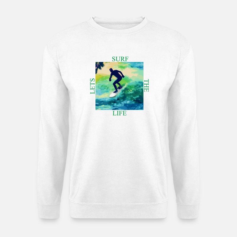 Surfer auf Farbwellen - Unisex Pullover - Weiß
