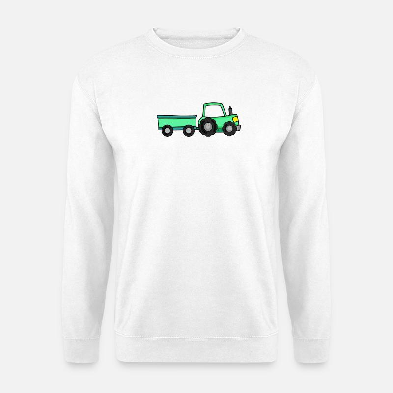 Traktor mit Anhänger - Unisex Pullover - Weiß