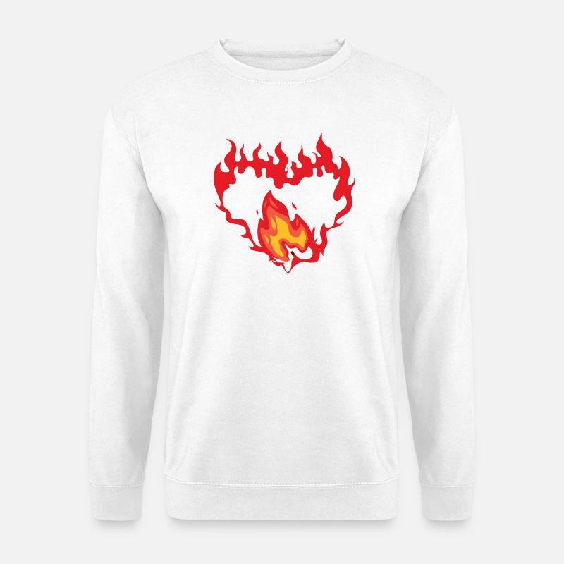 Symbolisches Flammendes Herz - Unisex Pullover - Weiß