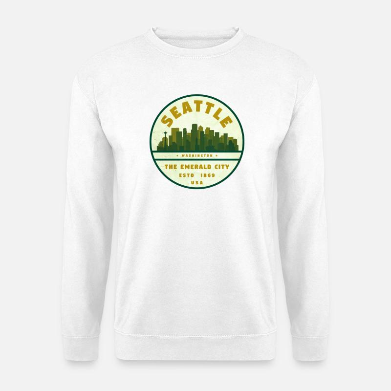 Seattle Emerald City Skyline - Unisex Pullover - Weiß