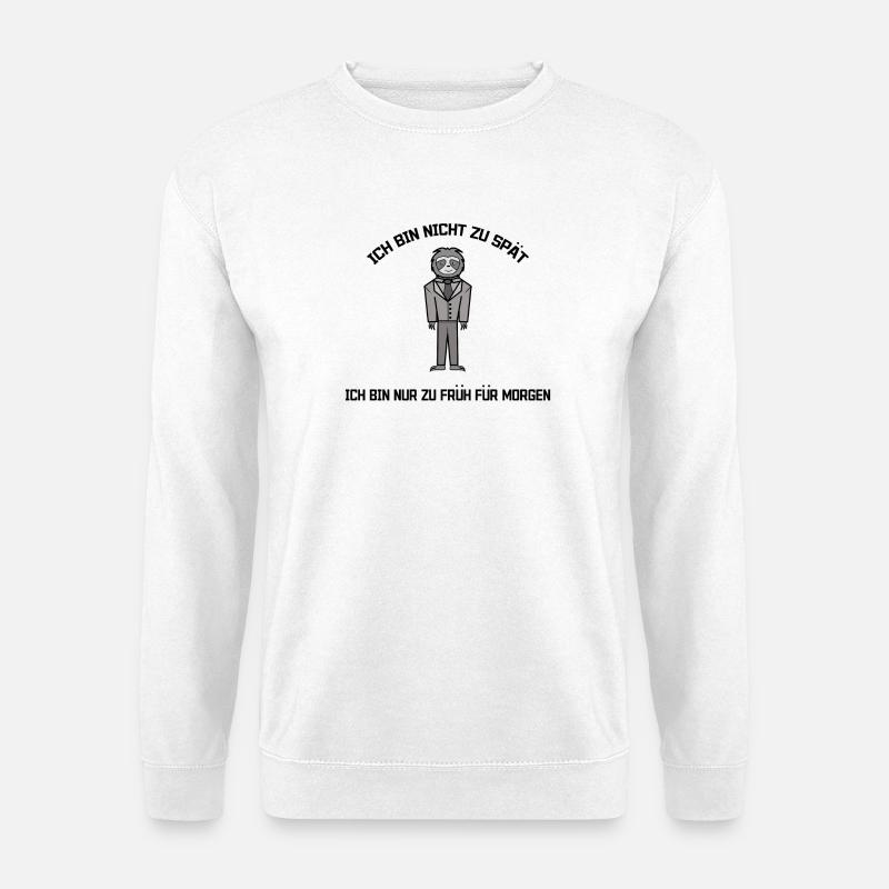 Langschläfer Faultier Säugetier Statement Faul - Unisex Pullover - Weiß