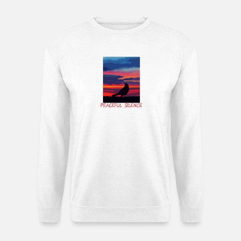 Vogel am Abendhimmel Frieden - Unisex Pullover - Weiß