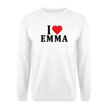 t-shirt I love Emma t-shirt gift idea - Unisex Sweatshirt - white - Front