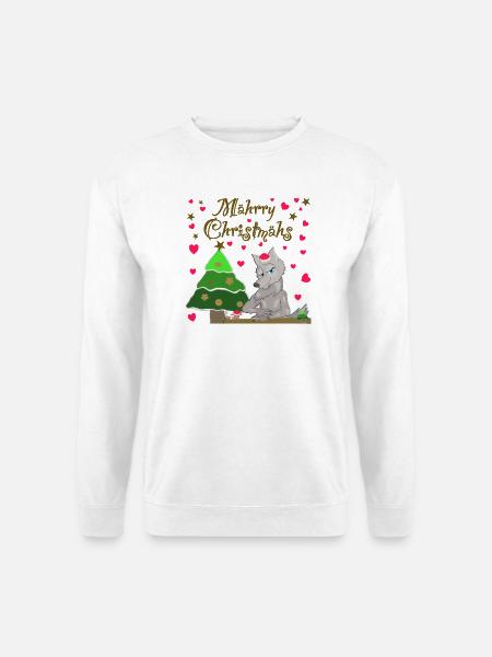Kultiger Wolf hat Weihnachten Schaf unterm Baum - Unisex Pullover - Weiß