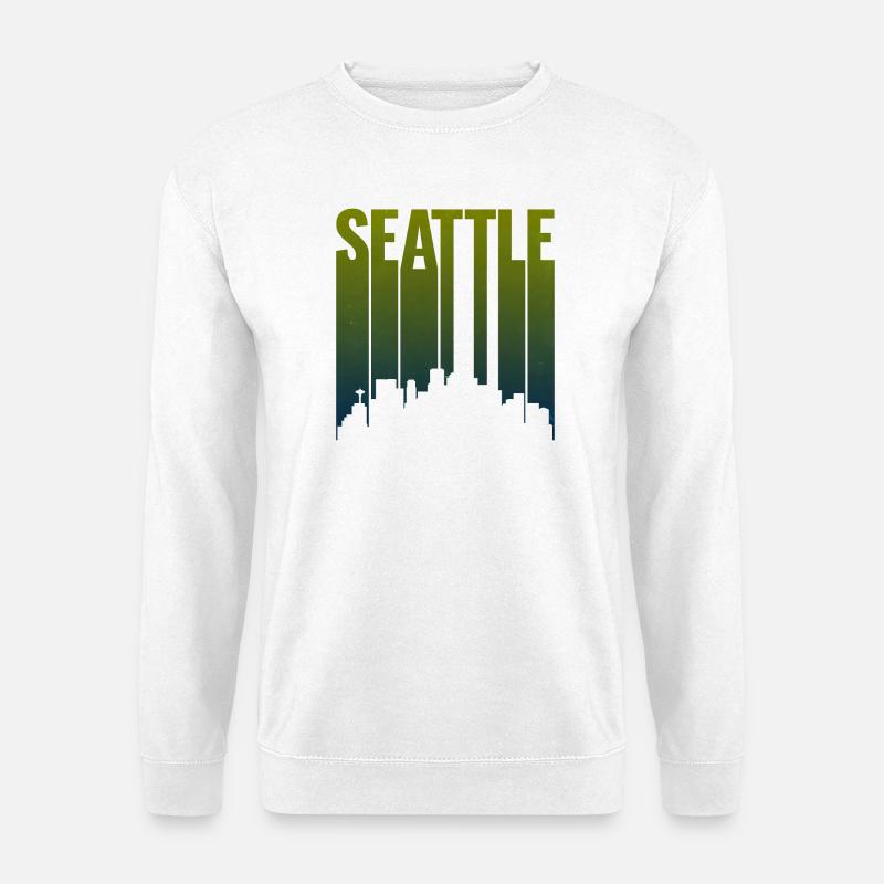 Seattle Skyline Grüngradient - Unisex Pullover - Weiß