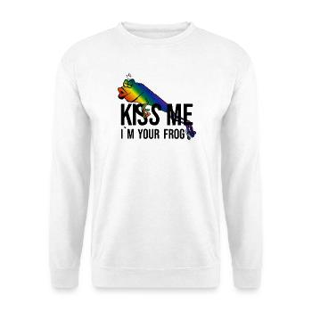 Grenouille - Princesse - Kiss -Kiss me - Sweat-shirt Unisexe - blanc - Devant