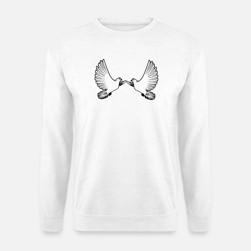 Zwei Tauben transparent - Unisex Pullover - Weiß