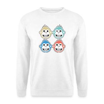 4 happy monkeys - Unisex Sweatshirt - white - Front