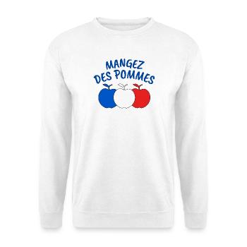pomme, mangez des pommes - Sweat-shirt Unisexe - blanc - Devant