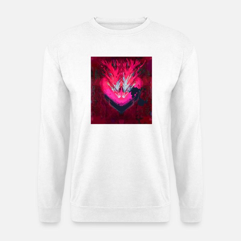 Neon Herz im Dunkelrot - Unisex Pullover - Weiß