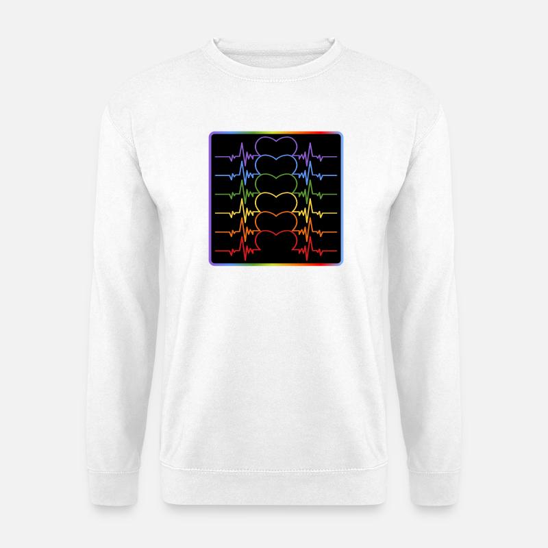 LGBTQIA-FLAGGE - HEARTBEAT PRIDE - Unisex Pullover - Weiß