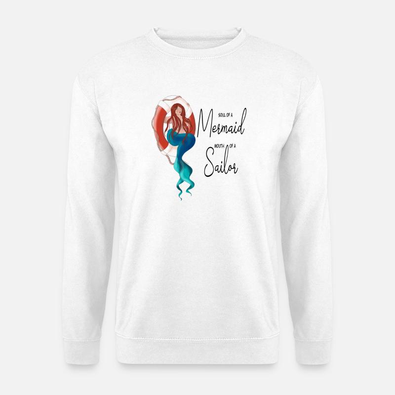 Meeresjungfrau mit Rettungsring - Unisex Pullover - Weiß