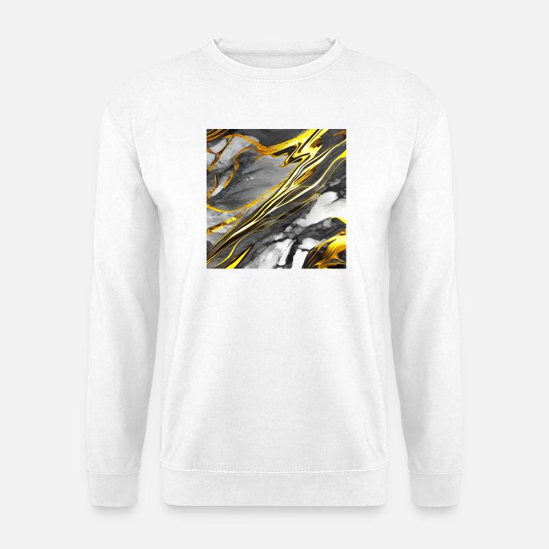 Marmor Schwarz Gold Textur - Unisex Pullover - Weiß