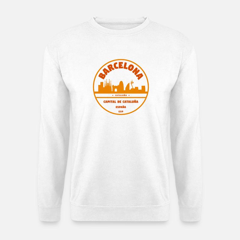Barcelona Skyline Emblem - Unisex Pullover - Weiß