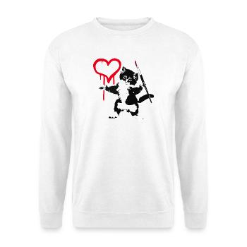 Katze malt Herz Streetart Style - Unisex Pullover - Weiß - Vorne
