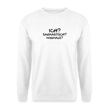 Sarkastisch Sarkasmus - Unisex Pullover - Weiß - Vorne - Alina (178cm) & Michal (187cm)