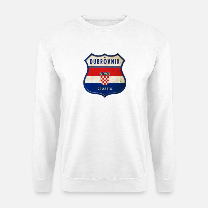 Dubrovnik Kroatien Flaggen Wappen Design - Unisex Pullover - Weiß