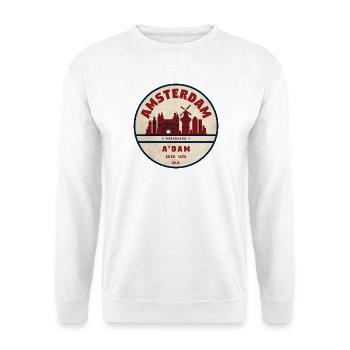 Emblème vintage Amsterdam Skyline - Sweat-shirt Unisexe - blanc - Devant