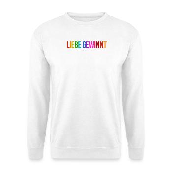 Lgbt Lesbisch Statement Regenbogen Homosexuell - Unisex Pullover - Weiß - Vorne - Alina (178cm) & Michal (187cm)