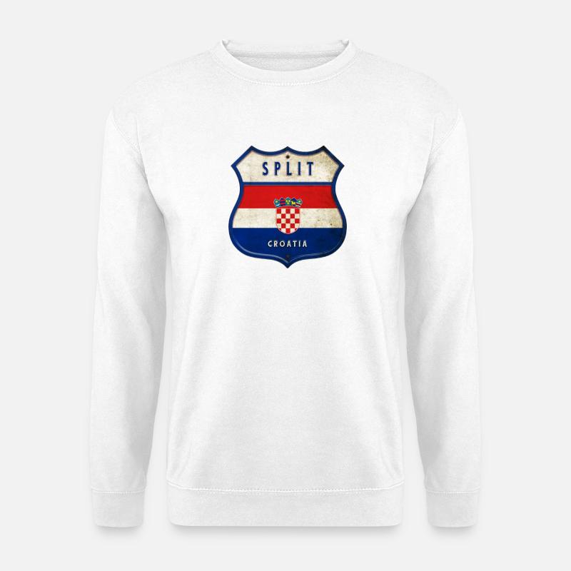 Split Kroatien Flaggen Wappen Design - Unisex Pullover - Weiß