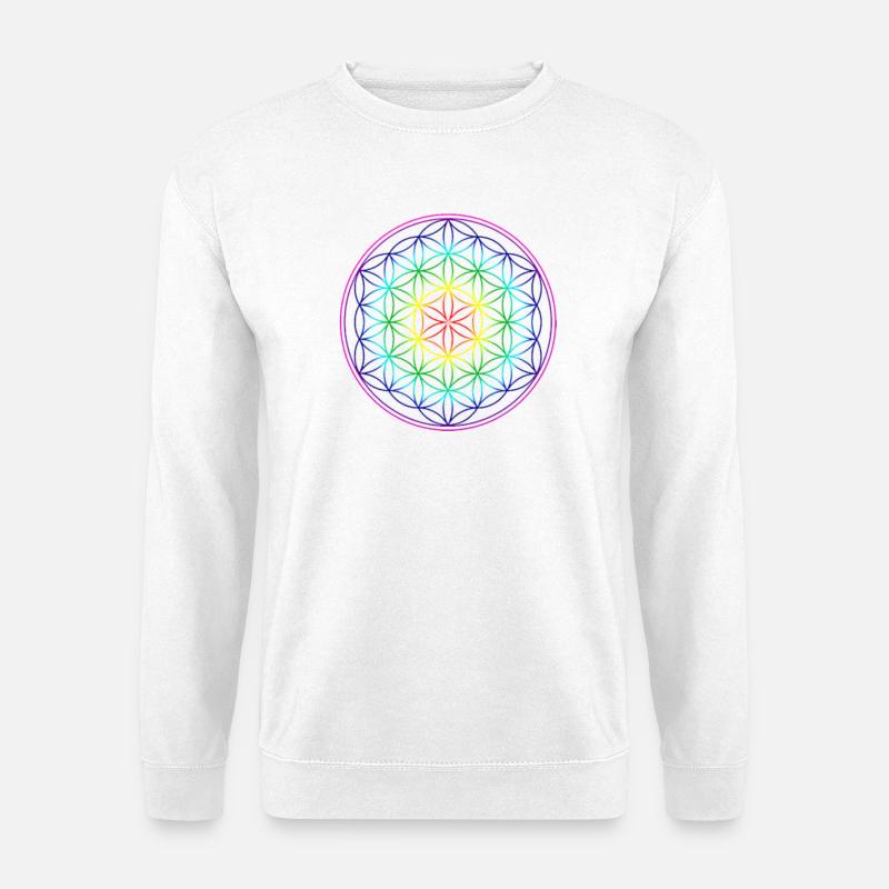 REGENBOGENBLUME DES LEBENS - Unisex Pullover - Weiß