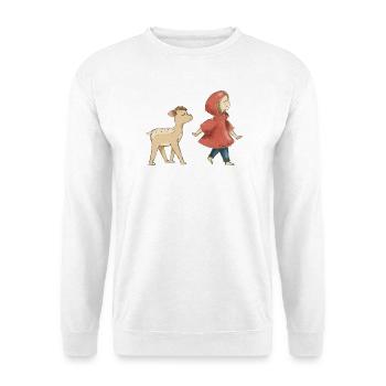 Bambi und das kleine rote Mädchen, Kind - Unisex Pullover - Weiß - Vorne - Alina (178cm) & Michal (187cm)