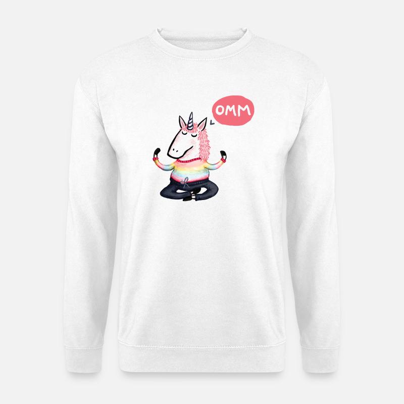 Yoga Einhorn omm - Unisex Pullover - Weiß