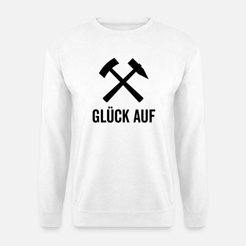 Glück Auf Bergmannszeichen Schlägel Eisen Pott Aue - Unisex Pullover - Weiß