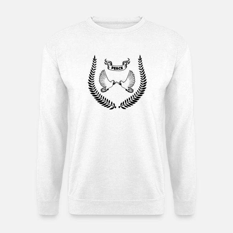 Friedenstauben im Lorbeerkranz - Unisex Pullover - Weiß