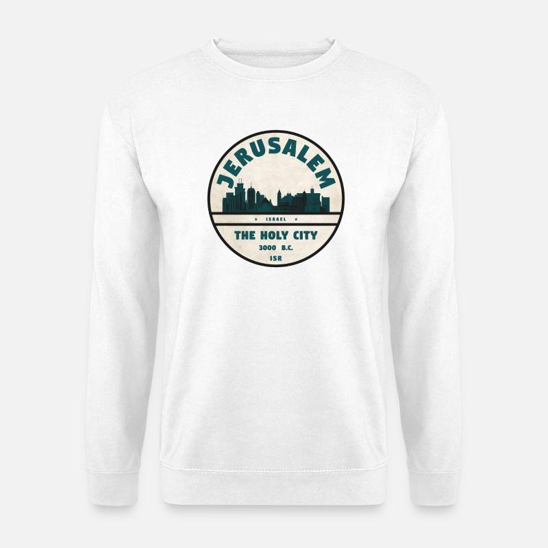 Jerusalem Skyline Retro Abzeichen - Unisex Pullover - Weiß