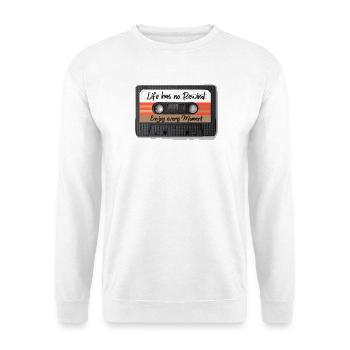 Kassette Retro Lebensmoment - Unisex Pullover - Weiß - Vorne - Alina (178cm) & Michal (187cm)