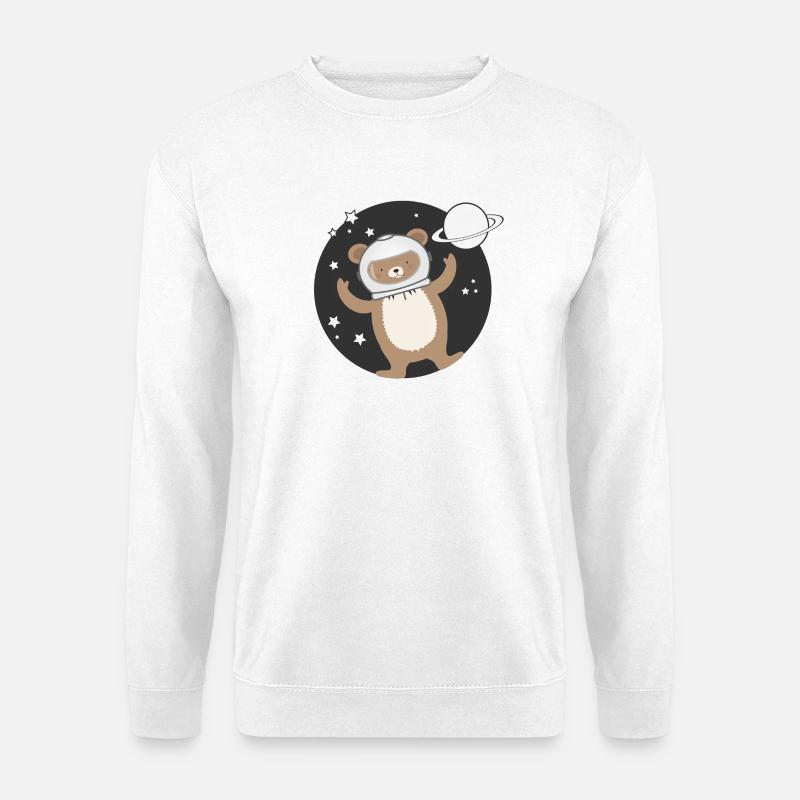 niedlicher Astronauten Bär im comic Stil - Unisex Pullover - Weiß