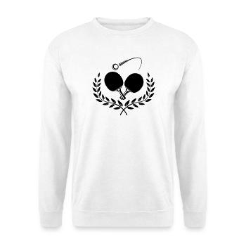 Two table tennis bats crossed in half lauwerkra - Unisex Sweatshirt - white - Front
