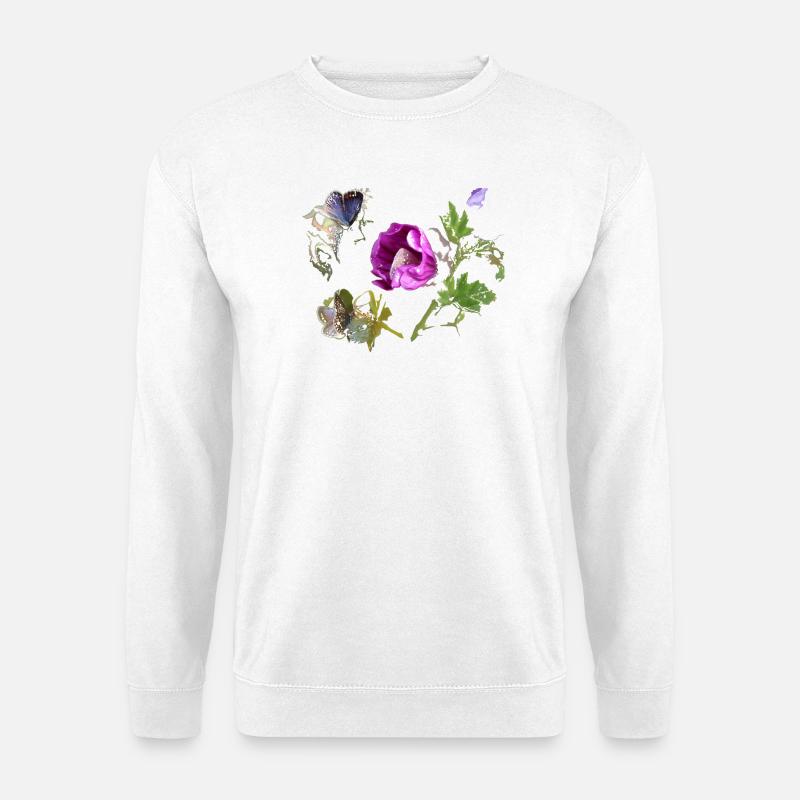 Bläulinge mit Malve - Unisex Pullover - Weiß