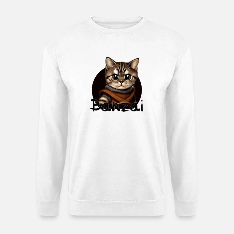 Aventure spatiale Banzai Cat - Sweat-shirt Unisexe - blanc