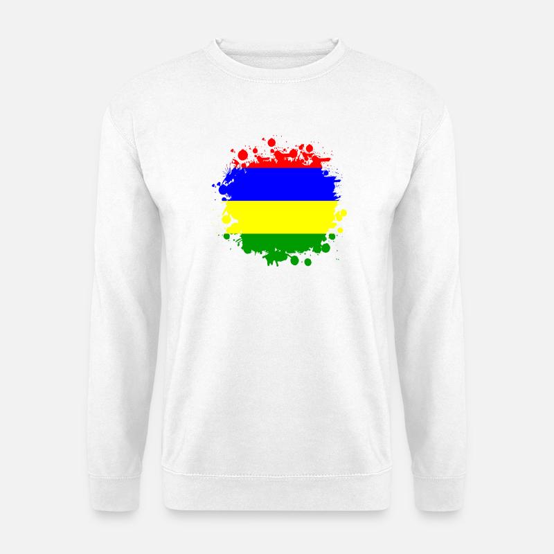 Mauritius Klecks Flaggen Design - Unisex Pullover - Weiß