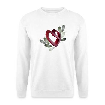 romantique symbole du cœur de la Saint-Valentin avec des feuilles - Sweat-shirt Unisexe - blanc - Devant
