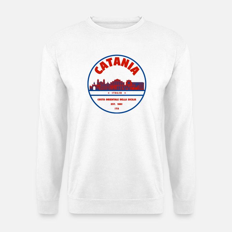 Catania Skyline Rundlogo Italien - Unisex Pullover - Weiß