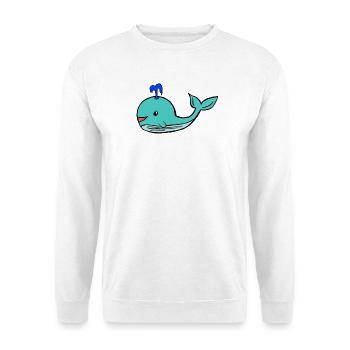 Süßer Wal Cartoon – niedliches Meerestier - Unisex Pullover - Weiß - Vorne