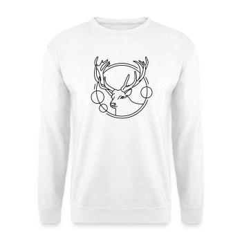 Cerf en forme géométrique - Conception d’art au trait - Sweat-shirt Unisexe - blanc - Devant