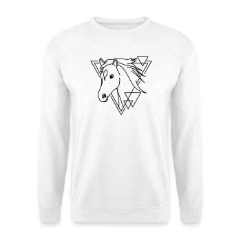 Pferd in geometrischer Form - Line-Art-Design - Unisex Pullover - Weiß - Vorne
