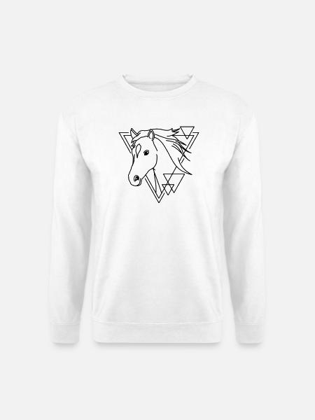 Cheval en forme géométrique - Conception d’art au trait - Sweat-shirt Unisexe - blanc