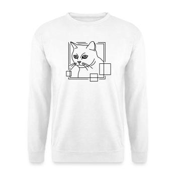 Chat en forme géométrique - Conception d’art au trait - Sweat-shirt Unisexe - blanc - Devant