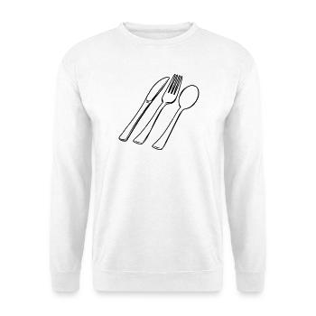 Cuillère à fourche à couverts et couteau transparent - Sweat-shirt Unisexe - blanc - Devant